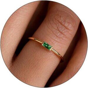 Women 14k Gold Plated Non Tarnish Thumb Stackable Ring Gemstone Jewelry